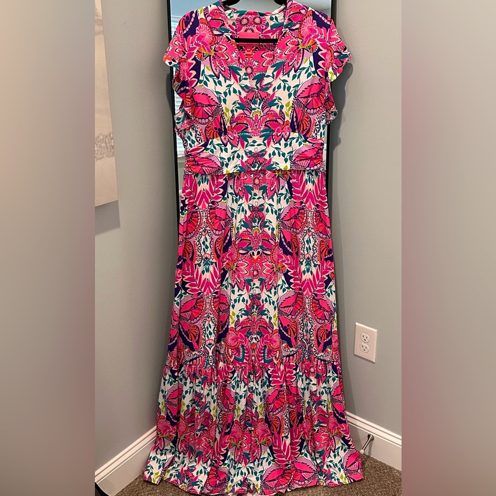 Lilly Pulitzer Adriann Maxi Dress in “resort white”